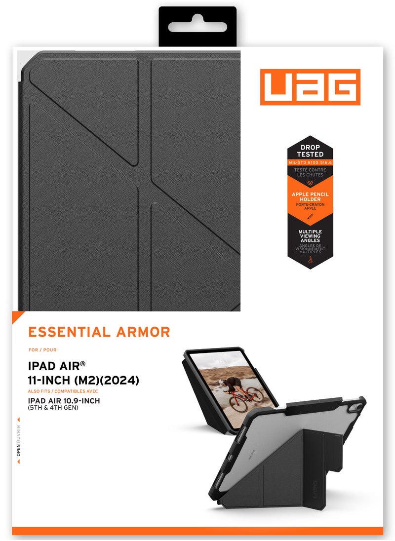 Urban Armor Gear - UAG Essential Armor for iPad AIR 11 inch Case Cover (2024) M2 Folio with Pencil Holder and Adjustable Multi-Angle Viewing Stand - Black - Image 1