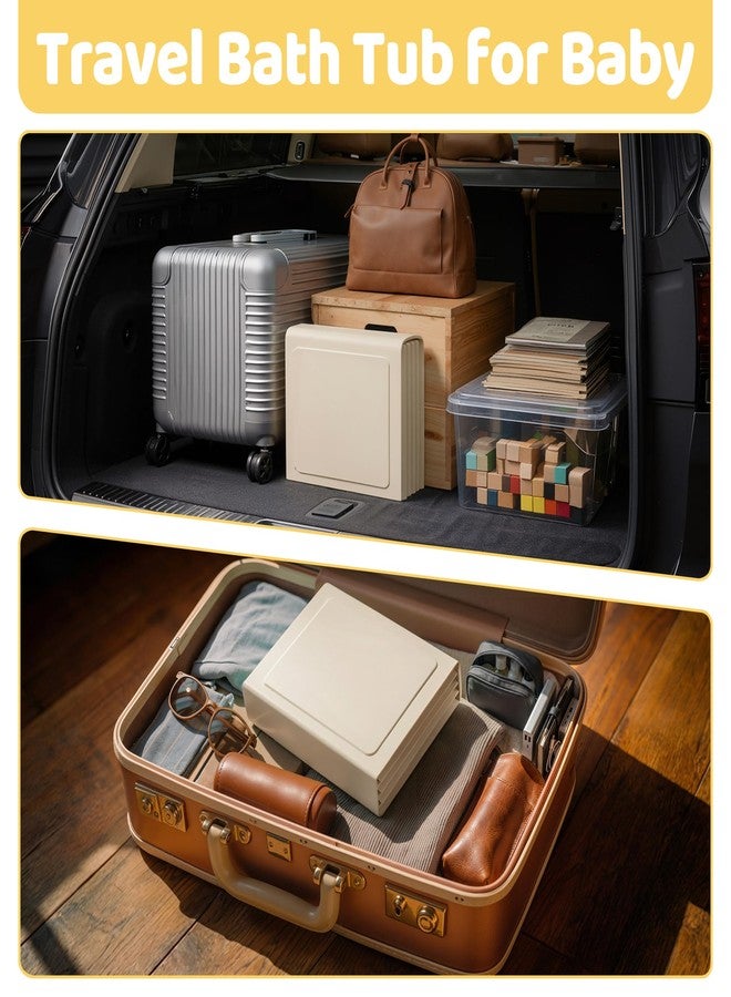 حوض استحمام قابل للطي، حوض استحمام محمول قابل للطي مع سدادة تصريف، حوض تخزين صغير الحجم للأطفال الصغار والحيوانات الأليفة، مناسب للاستخدام في الهواء الطلق أو السفر أو الشرفة (بيج) - Image 5