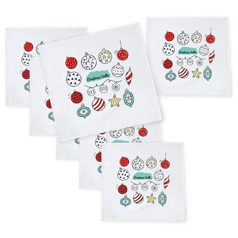 Khakee 6 Pcs Christmas Theme Tafta Silk Table Napkins 10x 10 for Xmas Decoration Christmas OrnamentsChristmas Gift npxmas306P - Image 1