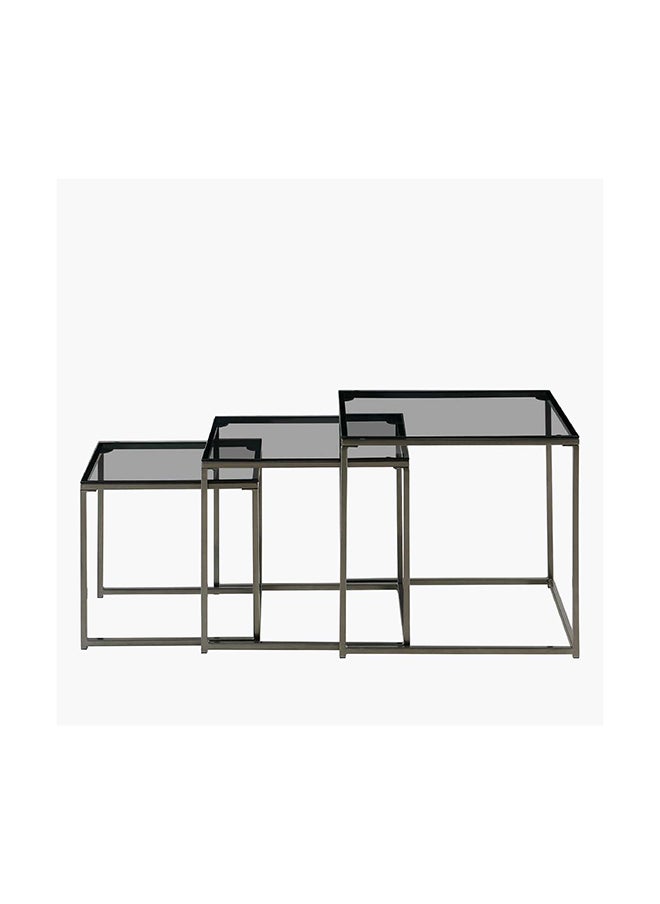 Home Box Melody 3-Piece Glass Top Nesting Table Set 58 x 52 x 46 cm  - Image 3