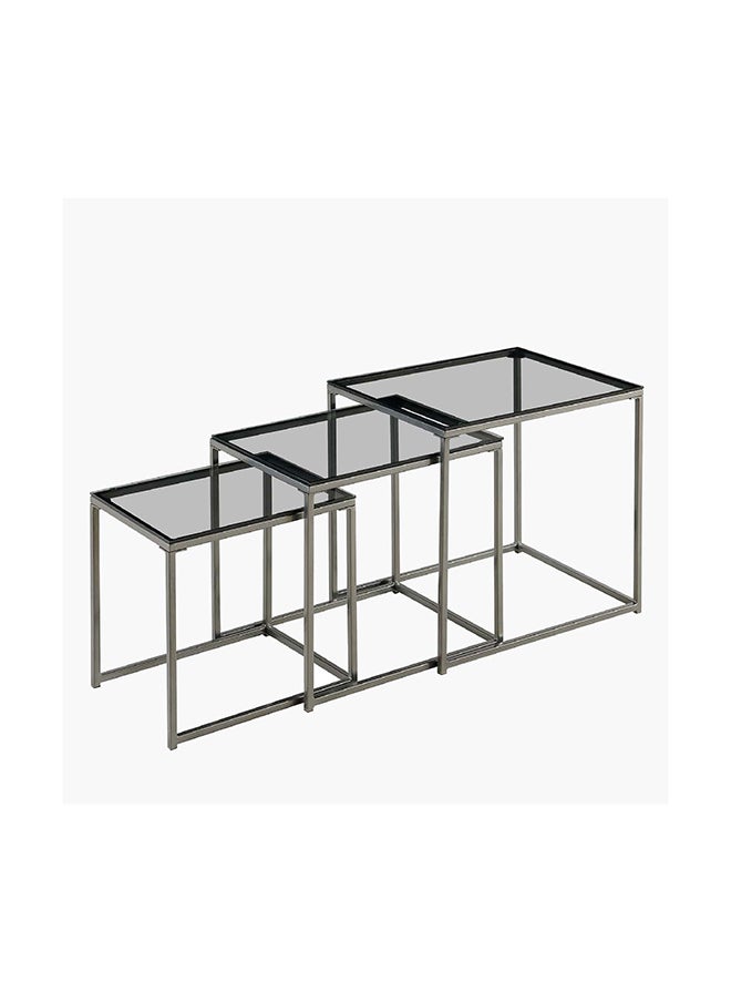 Home Box Melody 3-Piece Glass Top Nesting Table Set 58 x 52 x 46 cm  - Image 4