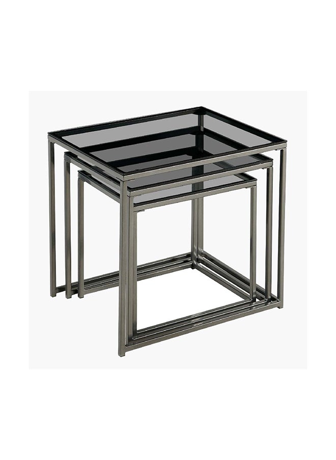 Home Box Melody 3-Piece Glass Top Nesting Table Set 58 x 52 x 46 cm  - Image 5