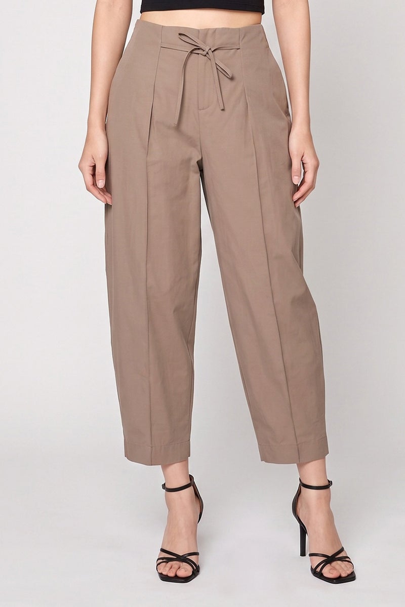 Threadbare Women Regular Fit Straight Leg Plain Pants, Tan - Image 1