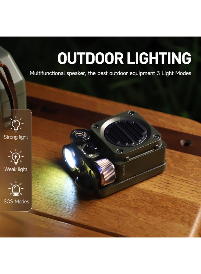 Portable Small Bluetooth Speaker, Wild Mini Rugged Outdoor Travel Wireless Waterproof Speakers with Flashlight, Crystal Clear Stereo Sound, Metal Wild Cool Look, for Camping, Hiking,Adventure - Image 5