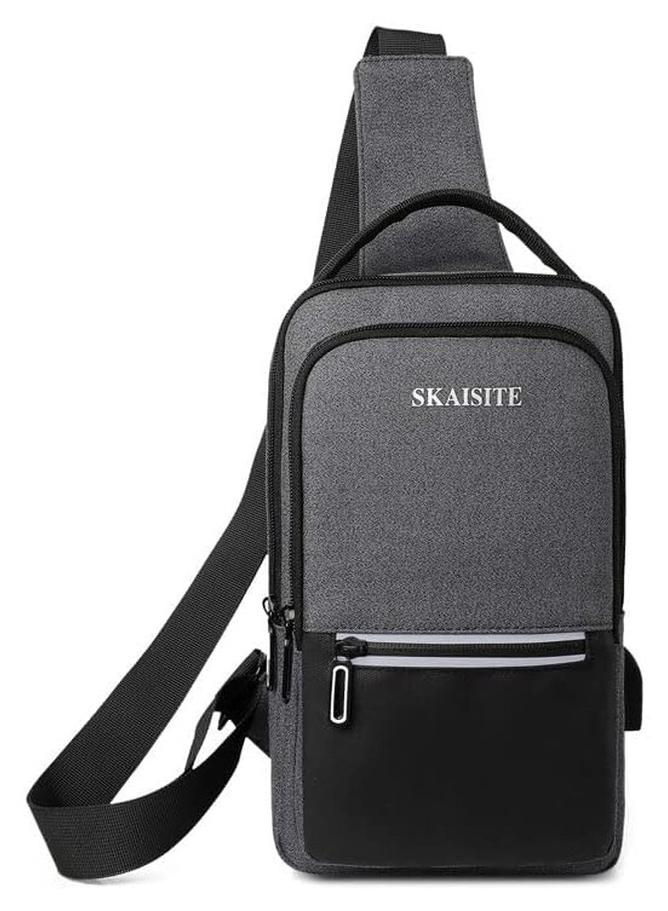Skaista A stylish, water-resistant shoulder bag for men and women – lightweight, multi-pocket, suitable for travel, work, and university. Made of Oxford cloth – dark gray. - Image 1