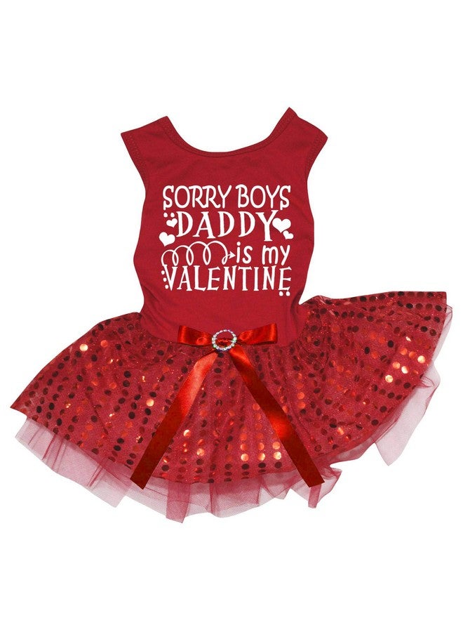 Petitebella Sorry Boys Daddy is My Valentine Puppy Dog Dress (Red/Red Sequins, Large)