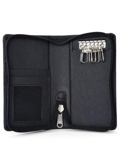 Generic (Sarvika PU Leather Key Case Pouch Wallet Keychain Key pouch holder Men and Women Key Pouch Holder  Bank Locker Key Pouch with 6 Hooks Zipper Closure  - Image 1