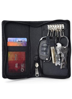 Generic (Sarvika PU Leather Key Case Pouch Wallet Keychain Key pouch holder Men and Women Key Pouch Holder  Bank Locker Key Pouch with 6 Hooks Zipper Closure  - Image 2