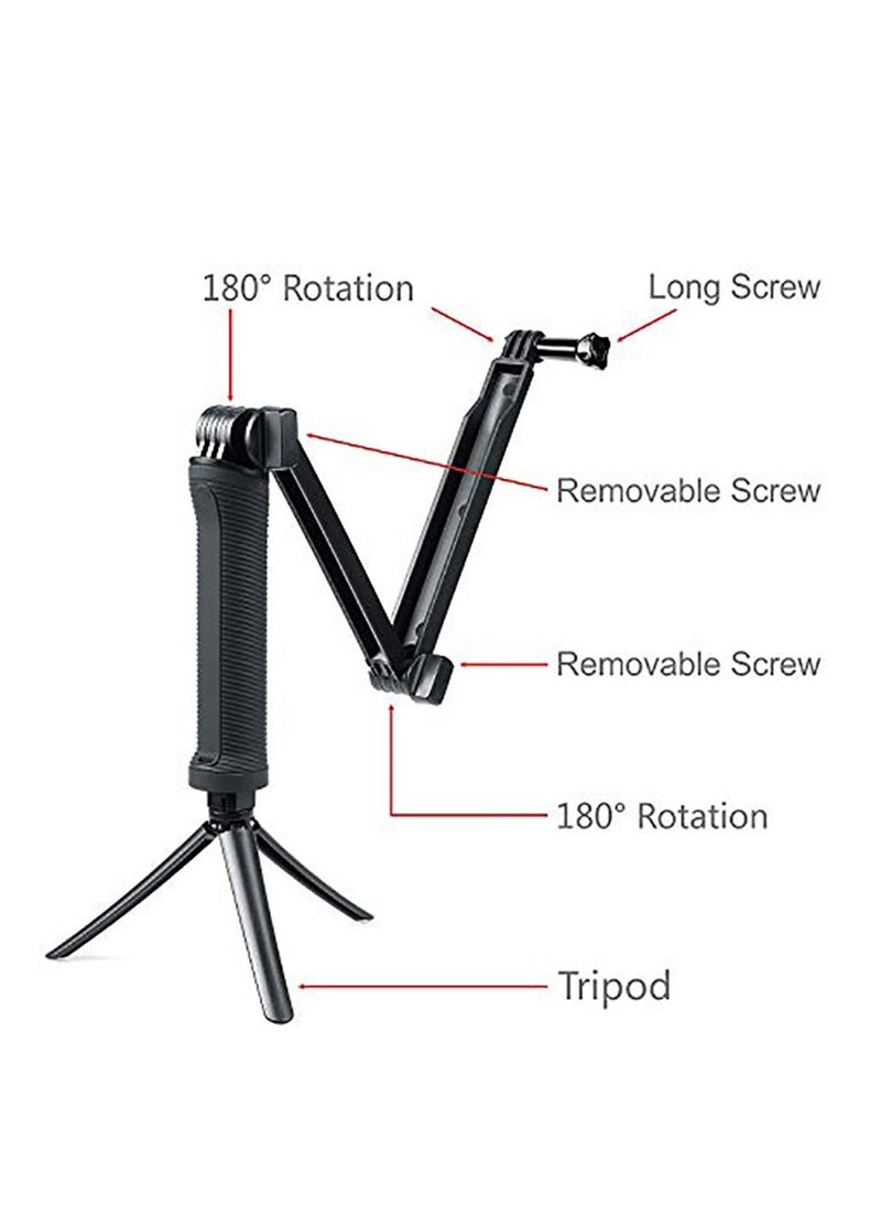 3 Way Tripod for Go Pro Hero 10/9/8/7/6/5/4/3/2/1 Series and other Action Cameras, Detachable Extendable Selfie Stick Pole with Hand Grip Stand  - Image 3