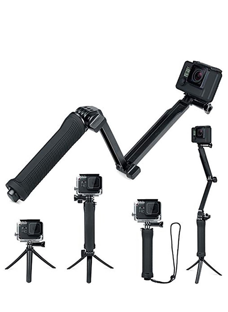 3 Way Tripod for Go Pro Hero 10/9/8/7/6/5/4/3/2/1 Series and other Action Cameras, Detachable Extendable Selfie Stick Pole with Hand Grip Stand  - Image 1