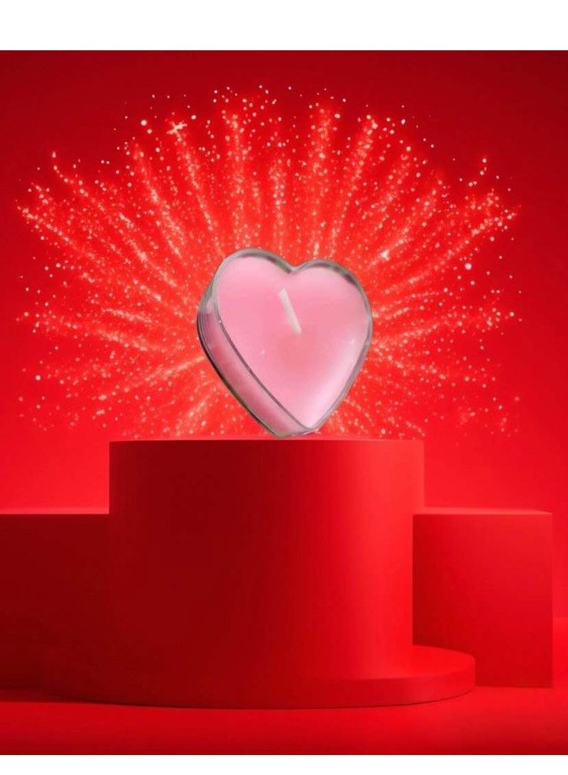 Heart Shape Pink Color (6 Pcs) PVC Candle Set Romantic Scented Candles for Valentine's Day, Party Celebration  - Image 2