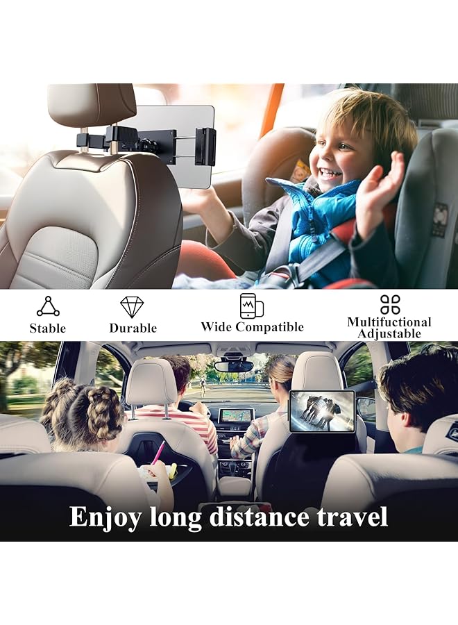 Aputue Car Headrest Tablet Holder, Extendable Car Tablet Headrest Mounts, 360 Rotation Adjustable Tablet Car Mount For Back Seat, Compatible With All Car 4.7-12.9 Inch Tablets, Phones, Switch  - Image 2
