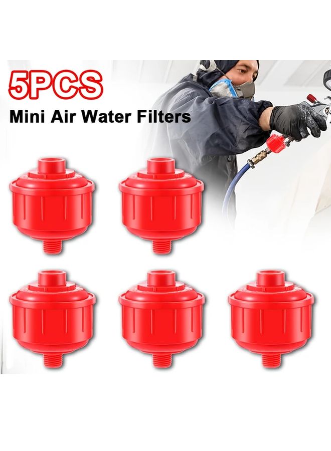 5 Pcs Disposable Mini Air Line Filters 1 4 Inch High Flow Spray Gun Filter Oil Water Separator For Paint Spray Guns Air Tools Regulator Automotive Refinishing Durable Mesh Replaces Whirlwind - Image 1