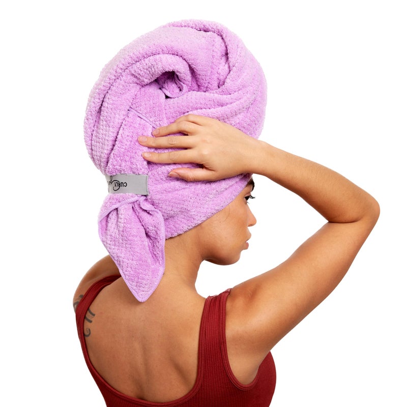 Curly Girl Microfiber Hair Towel Wrap for Women, 41" x 31" Large Quick Dry Hair Towel, Secure Fit with Elastic Strap, Anti-Frizz Hair Plopping Wrap for Long, Thick Hair - Image 3