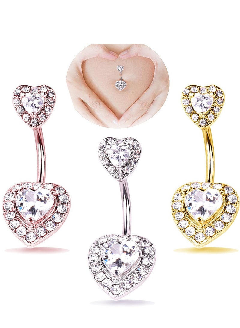 إينوشا زر بطن من التيتانيوم الطبي على شكل قلب - مرصع بـ zirconia البراق ومضاد للحساسية بشكل كامل. رمز الحب الآمن الذي ترتاح له بشرتك الحساسة في المناسبات الخاصة - Image 2