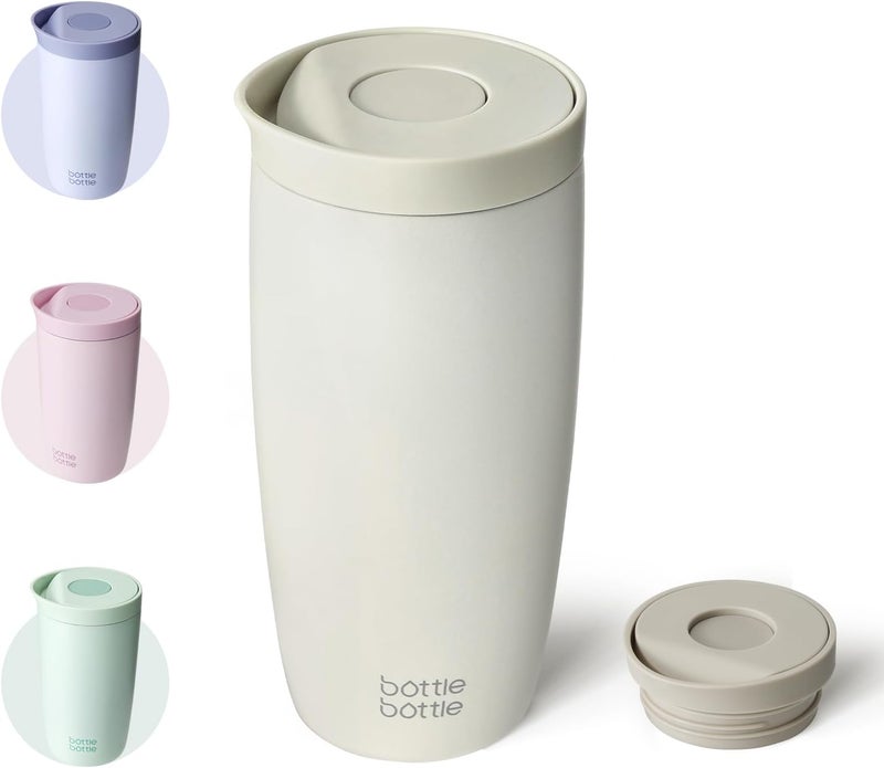 bottle bottle كوب حراري زجاجة 500 مل - مصنوع من الفولاذ المقاوم للصدأ المعزول، مقاوم للتسرب، خالي من BPA، إغلاق سريع، مزدوج الجدران (رمادي) - Image 1
