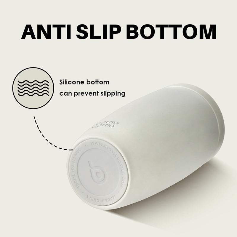 bottle bottle كوب حراري زجاجة 500 مل - مصنوع من الفولاذ المقاوم للصدأ المعزول، مقاوم للتسرب، خالي من BPA، إغلاق سريع، مزدوج الجدران (رمادي) - Image 4