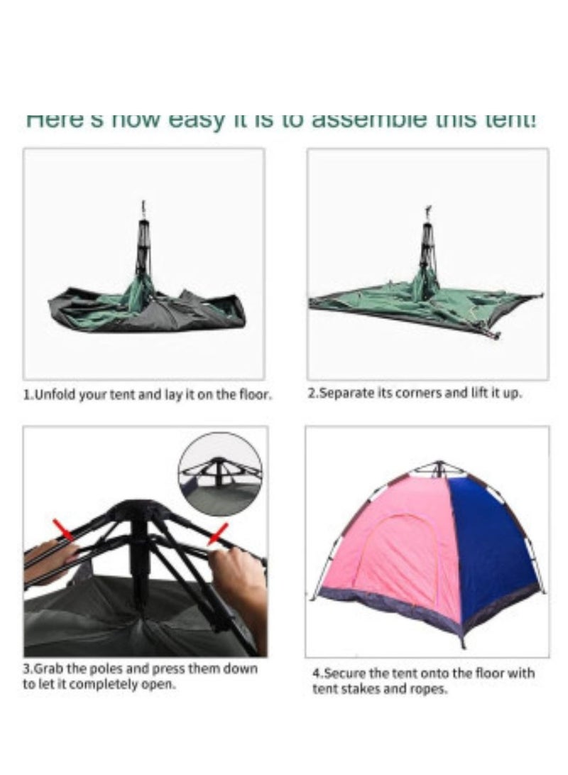Spall 3 Person Camping Tent Automatic Instant Pop-Up Tent Lightweight Portable Tent Outdoor Camping Waterproof Camping Tent and 1 Doors with Carry Bag - Image 3