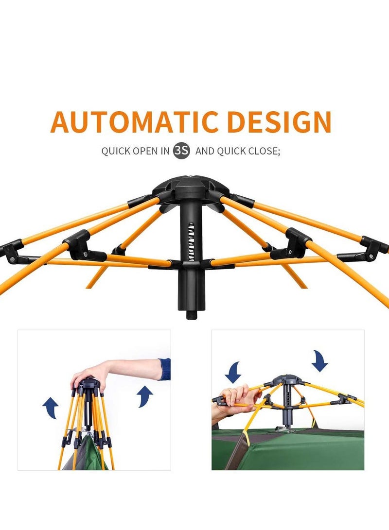 Spall 3 Person Camping Tent Automatic Instant Pop-Up Tent Lightweight Portable Tent Outdoor Camping Waterproof Camping Tent and 1 Doors with Carry Bag - Image 4