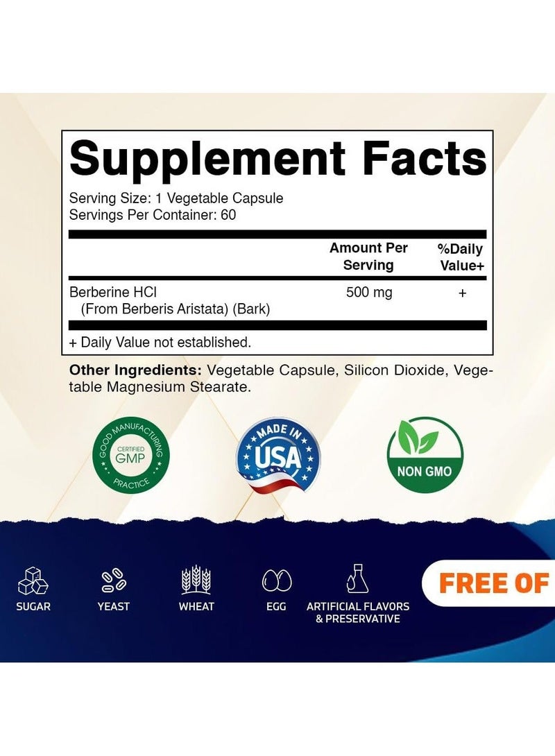 Vitamatic Berberine 500mg Dietary Supplement – Metabolism, Energy & Heart Health Support (60 Veg Capsules) - Image 4