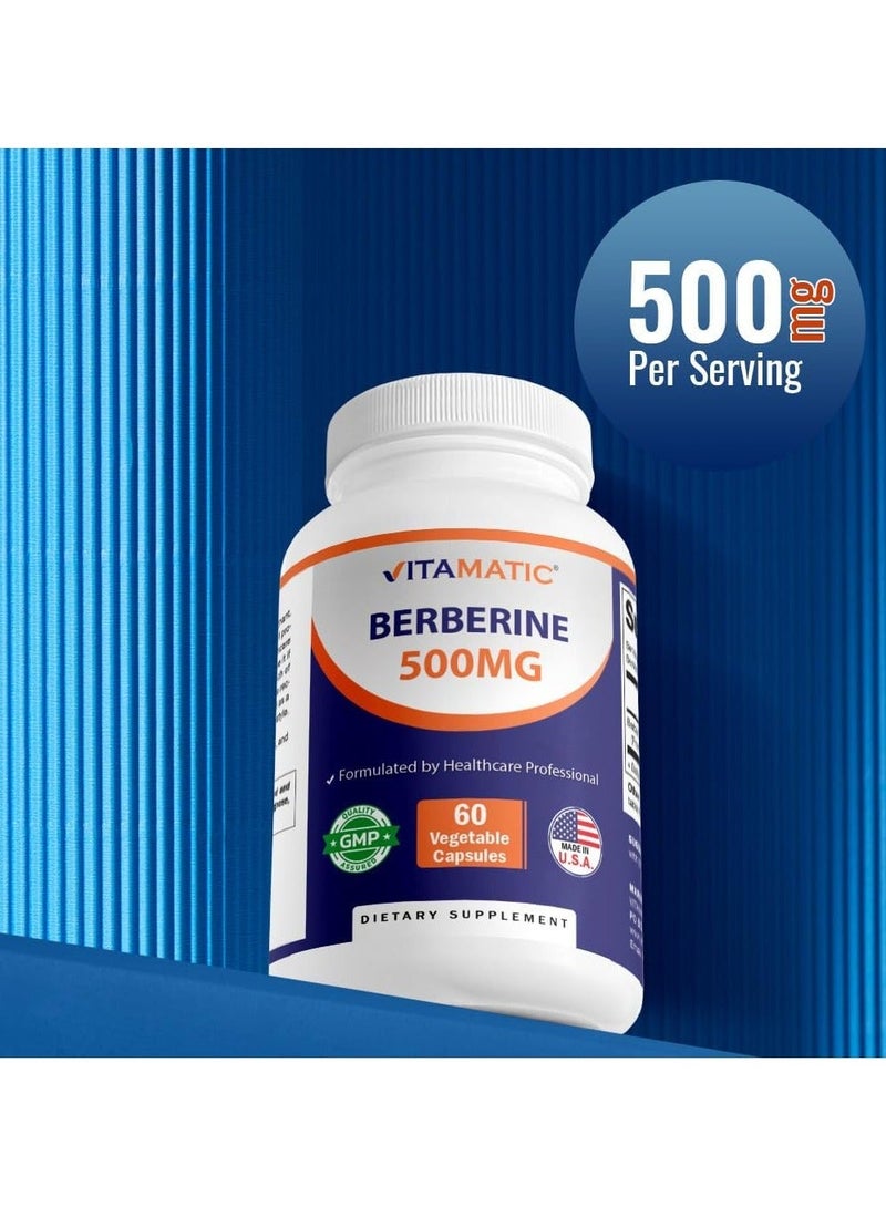 Vitamatic Berberine 500mg Dietary Supplement – Metabolism, Energy & Heart Health Support (60 Veg Capsules) - Image 2