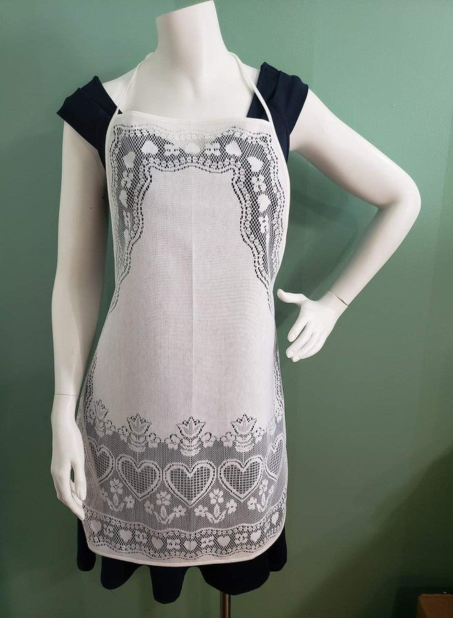 AdonisUSA Fine Lace Apron with Hearts and Flower Pattern. Adult Size - Image 2