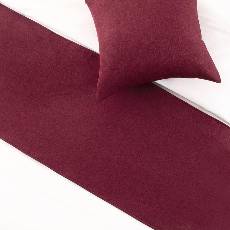 AMBERIS Bed Runner Red, Imitation Linen Decorative Bed Scarf for Home Hotel - Image 3