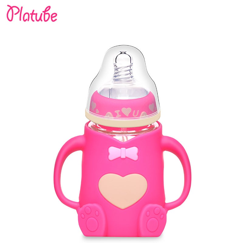 A Generation Of Baby Silicone Glass Bottle Baby Anti-Fall Anti-Flatulence Children'S Glass Bottle Mother And Baby Supplies - Image 1