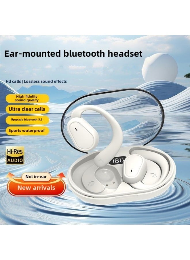Generic - Ear-hanging Wireless Bluetooth Headset Intelligent Digital Display TWS Open Non-ear Air Conduction Running Sports Headset-Color:Skin Color - Image 1