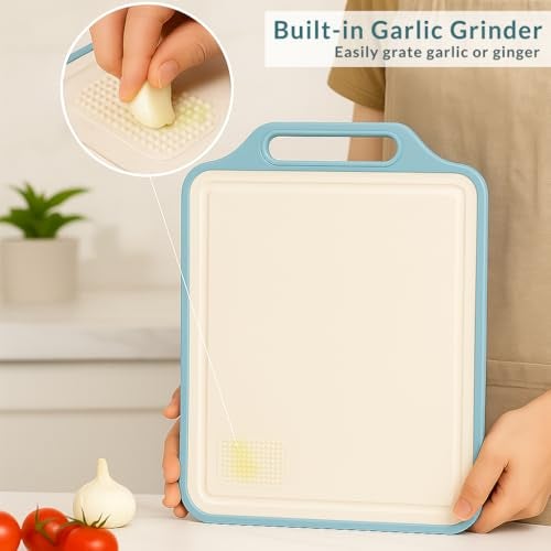 Homeze Double Sided Chopping Board 40×30 cm | Stainless Steel & Wheat Straw Cutting Board | Heavy Duty Non-Slip Kitchen Board | BPA Free, Odour Resistant, Dishwasher Safe - Image 3
