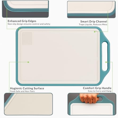 Homeze Double Sided Chopping Board 40×30 cm | Stainless Steel & Wheat Straw Cutting Board | Heavy Duty Non-Slip Kitchen Board | BPA Free, Odour Resistant, Dishwasher Safe - Image 5
