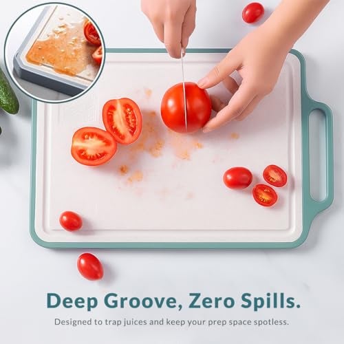 Homeze Double Sided Chopping Board 40×30 cm | Stainless Steel & Wheat Straw Cutting Board | Heavy Duty Non-Slip Kitchen Board | BPA Free, Odour Resistant, Dishwasher Safe - Image 4