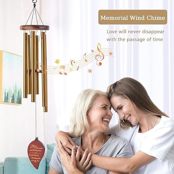 BITTZOOT Large Aluminium Wind Chimes27 Inch 6 Rustproof Aluminum Tubes Wooden Wind Bell Sympathy Romantic Wind Chimes for Outside Best Gift for Outdoor Garden Patio Decoration - Image 2