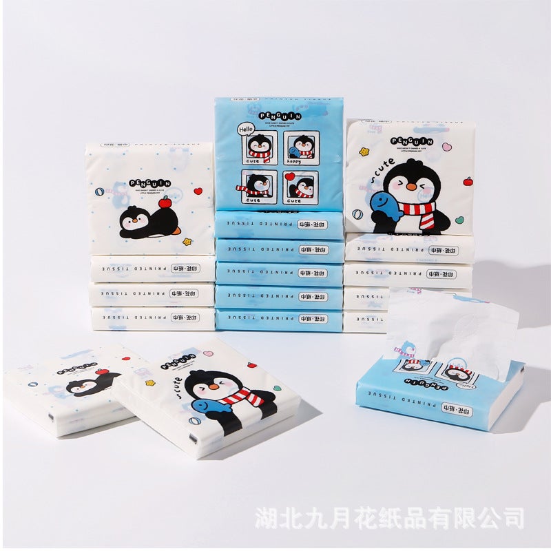 30 Pack Portable Printed Paper Towels Raw Wood Pulp Wet Water Drawable Paper Students Children Flexible Cartoon Artistic Facial Tissue - Image 1