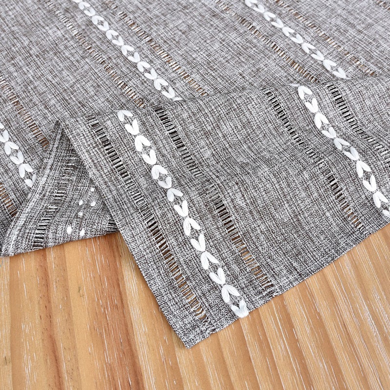 NEWISHER Rustic Farmhouse Embroidered Square Tablecloth Jacquard Striped Table Cloth Linen Texture Washable Dining Table Cover Kitchen Dining Home Decoration Coffee 70x70 inch - Image 5