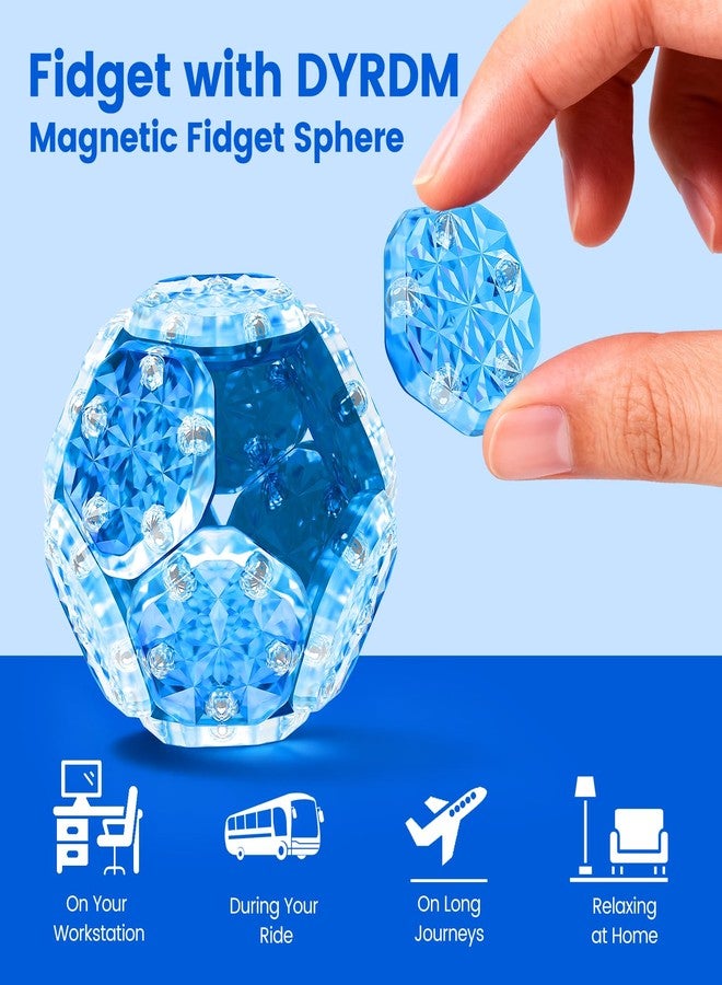 DYRDM Magnetic Fidget Sphere, Premium Magnetic Fidget Toy and Desk Toy for Stress Relief and Focus, Creative Geometric Desk Accessory for Adults and Office Relaxation Navy Blue - Image 4