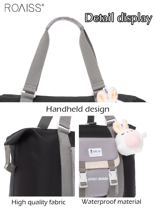 Large Capacity Color Block Tote Daily School Travel Adjustable Detachable Strap Backpack (With Doll And Badge) - pzsku/Z69753EB9FBF4C14FCC6FZ/45/_/1722394990/d2a9bbd9-61d9-47dc-bca5-91394d7104b8