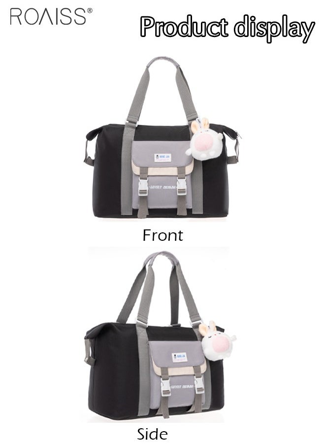 Large Capacity Color Block Tote Daily School Travel Adjustable Detachable Strap Backpack (With Doll And Badge) - pzsku/Z69753EB9FBF4C14FCC6FZ/45/_/1722394990/eed86544-7c98-4a0f-b0ab-37d2f14a3c2d