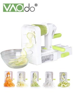 Spiralizer for Veggies Zucchini Noodle Maker Slicer w/ 5 Blade Cutter Attachments Vegetable Spiralizer for Cucumber Slicer Curly Fries Zoodles Potato Squash & Spaghetti