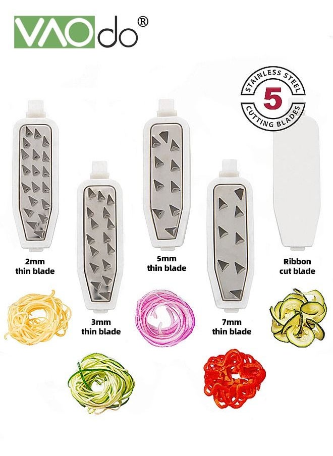 VAOdo - Spiralizer for Veggies Zucchini Noodle Maker Slicer w/ 5 Blade Cutter Attachments Vegetable Spiralizer for Cucumber Slicer Curly Fries Zoodles Potato Squash & Spaghetti - Image 1