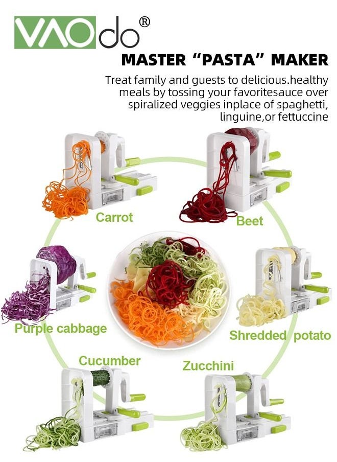 VAOdo - Spiralizer for Veggies Zucchini Noodle Maker Slicer w/ 5 Blade Cutter Attachments Vegetable Spiralizer for Cucumber Slicer Curly Fries Zoodles Potato Squash & Spaghetti - Image 1