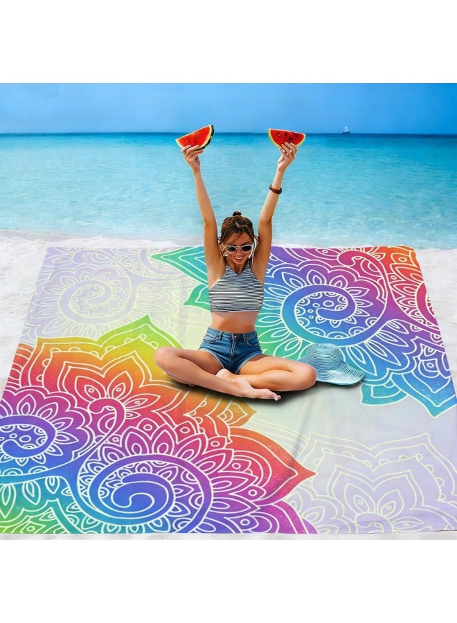 Manufacturer  Mandala Print Beach Blanket, Waterproof And Sandproof Oversized Beach Mat