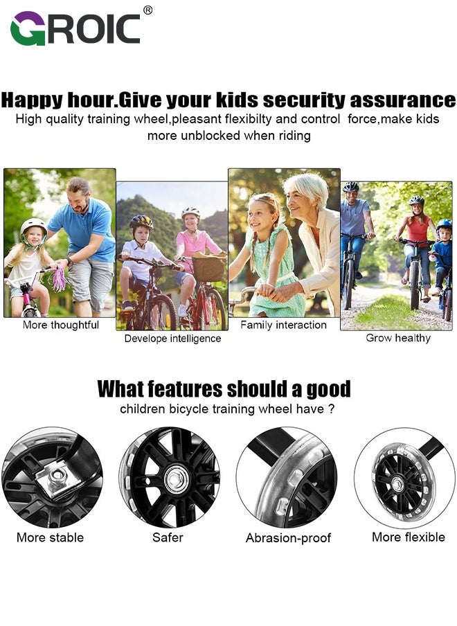 GROIC Training Flash Wheels, Children's Bike Stabilizers Support Wheels, Kids Bike Steel Frame for Kids,Bicycle Riding Safety Equipment，Bicycle Stabiliser Mounted Kit Compatible  - Image 3