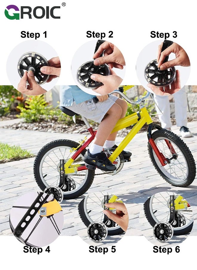 GROIC Training Flash Wheels, Children's Bike Stabilizers Support Wheels, Kids Bike Steel Frame for Kids,Bicycle Riding Safety Equipment，Bicycle Stabiliser Mounted Kit Compatible  - Image 4