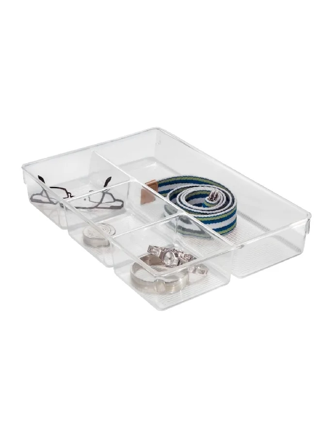 InterDesign 4-Section Linus Durable Plastic Dresser and Drawer Organizer Clear 22.9 x 33 x 5.6 cm 60830