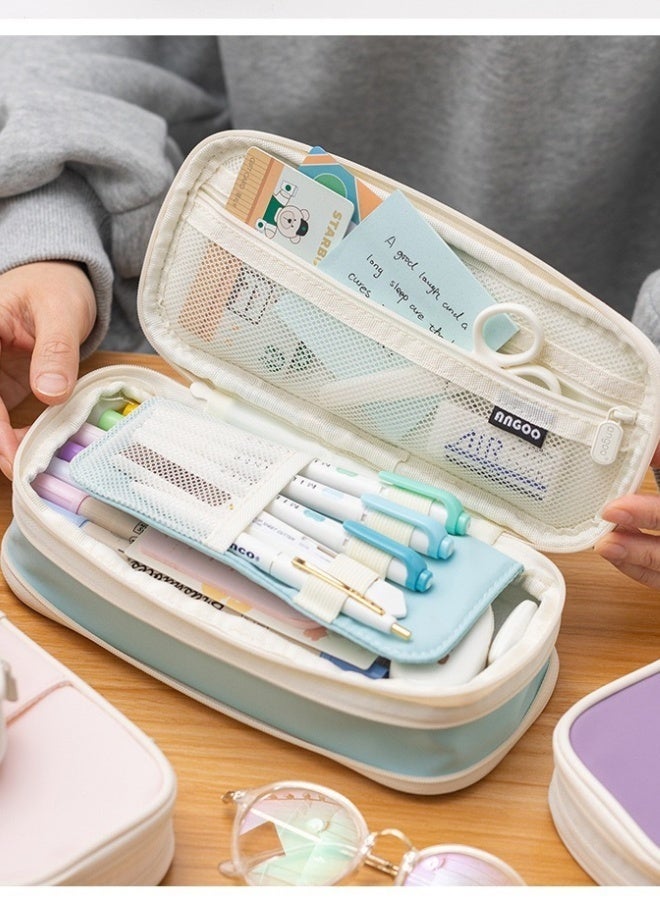 Extra Large Capacity Pencil Case , Expandable Pencil Case Fits 20cm Ruler, 3cm-7cm Height Adjustable , Multi-functional Storage for School Supplies - Image 1