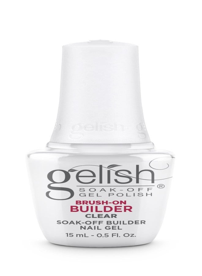 Gelish جلش فرشاة بناء جل - طلاء جل احترافي قابل للنقع للإضافات، والتغطيات، وفن الأظافر - ذاتية التسوية، خالية من HEMA، نباتي، طويلة الأمد، تجفيف بالأشعة فوق البنفسجية/LED (شفاف، 15 مل) - Image 1