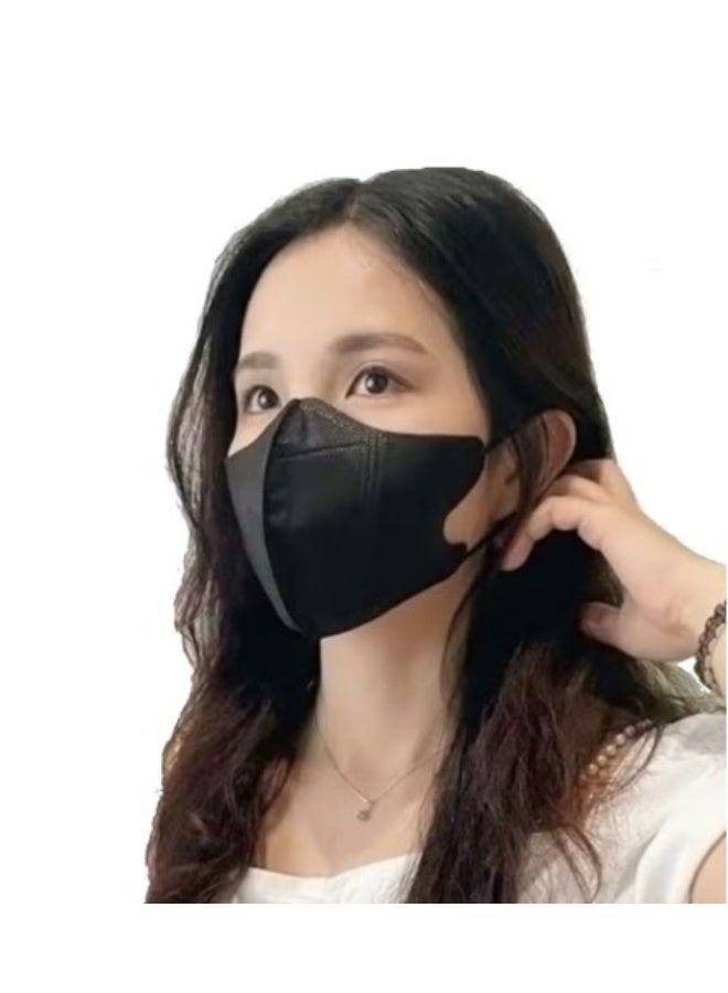 20 Pcs 3D Disposable Face Mask Unisex Adult's 3-Ply Melt Blown Filter Face Mask With Elastic Ear Loop - Black - Image 1
