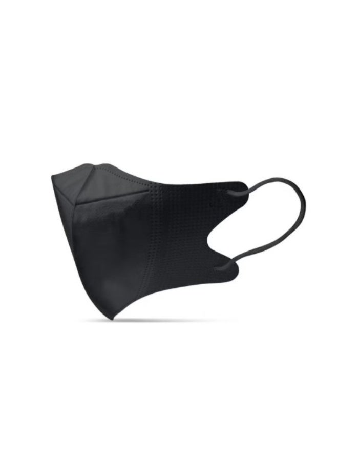 20 Pcs 3D Disposable Face Mask Unisex Adult's 3-Ply Melt Blown Filter Face Mask With Elastic Ear Loop - Black - Image 2