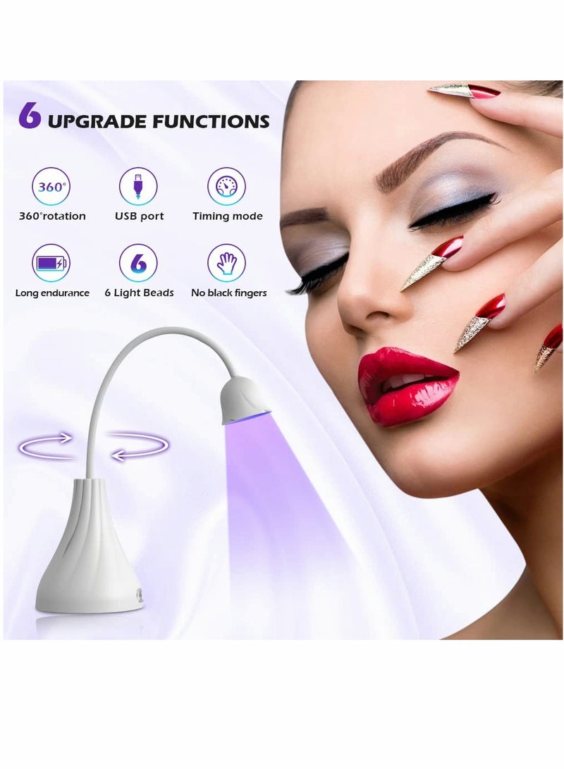 LED UV Nail Lamp, Mini Lotus Hands Free Light Rotatable Nail Dryer Quick Dry Nail Polish Curing Lamp Gooseneck Flash Cure Light for Home DIY & Salon Manicure Decor - Image 3